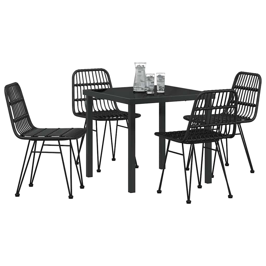 vidaXL Garden Dining Set 5 pcs Black Powder-Coated Steel