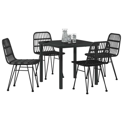 vidaXL Garden Dining Set 5 pcs Black Powder-Coated Steel