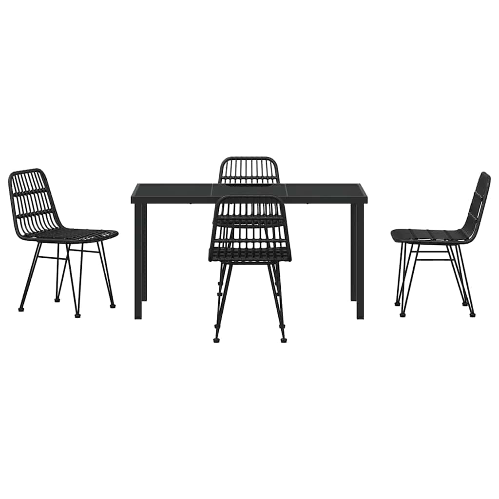 vidaXL Garden Dining Set 5 pcs Black Powder-Coated Steel