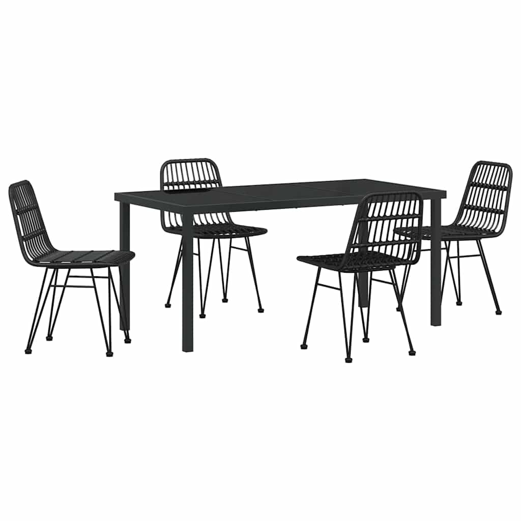 vidaXL Garden Dining Set 5 pcs Black Powder-Coated Steel