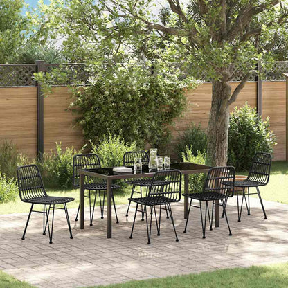 vidaXL Garden Dining Set 7 pcs Black Powder-Coated Steel