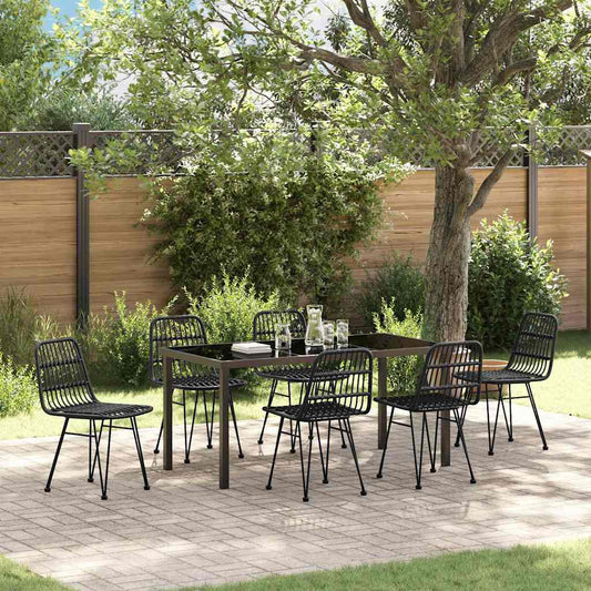 vidaXL Garden Dining Set 7 pcs Black Powder-Coated Steel