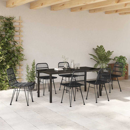 vidaXL Garden Dining Set 7 pcs Black Powder-Coated Steel