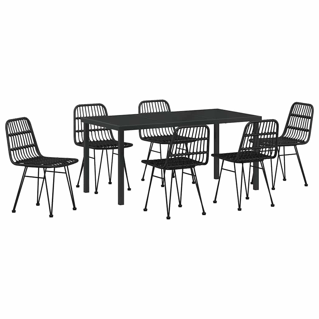 vidaXL Garden Dining Set 7 pcs Black Powder-Coated Steel