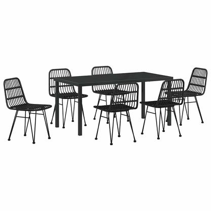 vidaXL Garden Dining Set 7 pcs Black Powder-Coated Steel