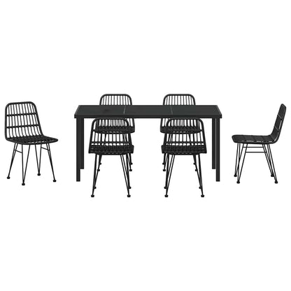vidaXL Garden Dining Set 7 pcs Black Powder-Coated Steel