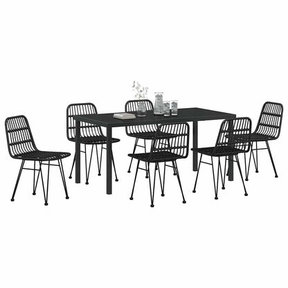 vidaXL Garden Dining Set 7 pcs Black Powder-Coated Steel