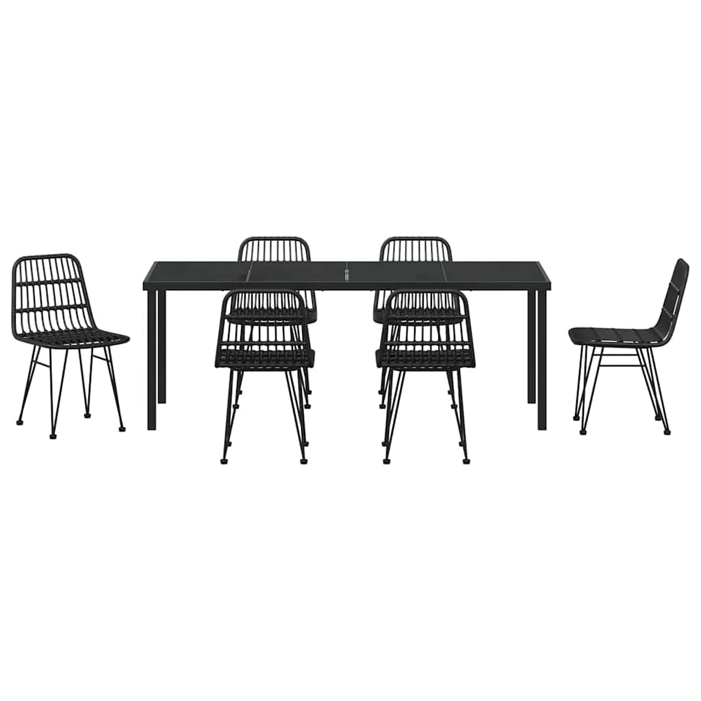 vidaXL Garden Dining Set 7 pcs Black Powder-Coated Steel