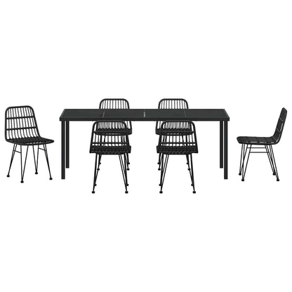 vidaXL Garden Dining Set 7 pcs Black Powder-Coated Steel