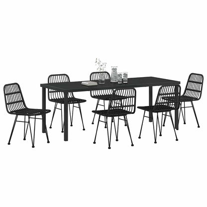 vidaXL Garden Dining Set 7 pcs Black Powder-Coated Steel