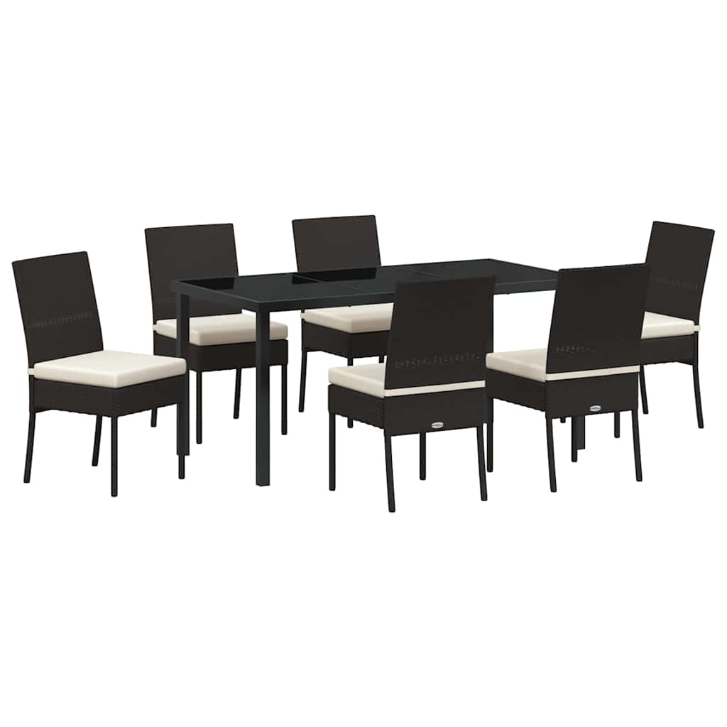 vidaXL Garden Dining Set 7 pcs Cream Powder-Coated Steel