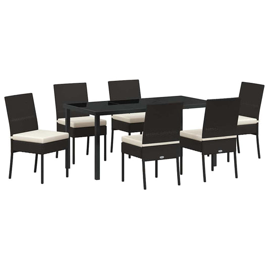 vidaXL Garden Dining Set 7 pcs Cream Powder-Coated Steel