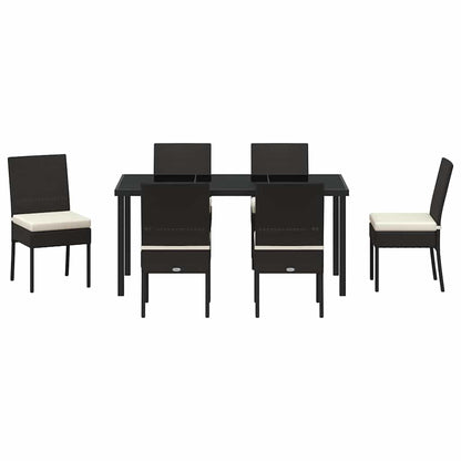 vidaXL Garden Dining Set 7 pcs Cream Powder-Coated Steel