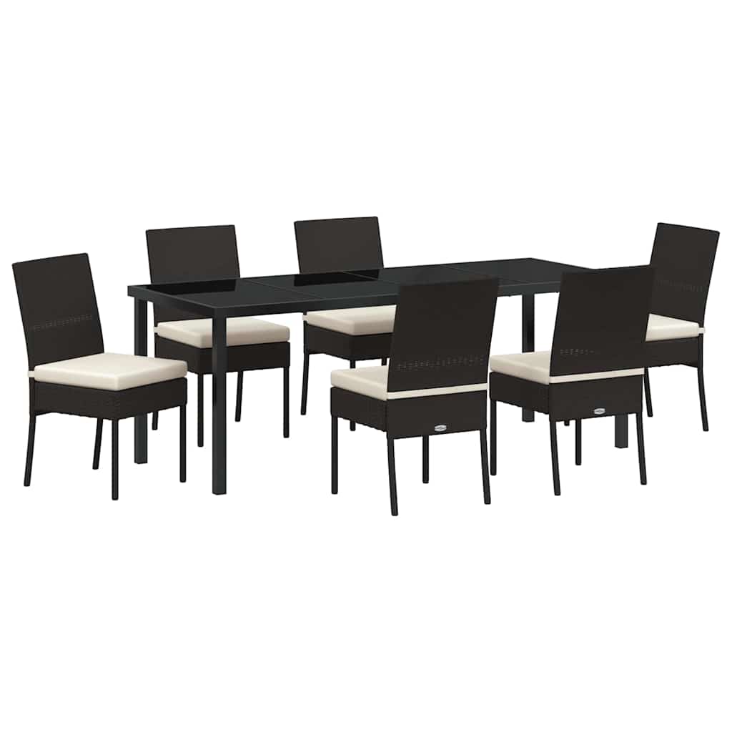 vidaXL Garden Dining Set 7 pcs Cream Powder-Coated Steel