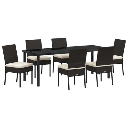 vidaXL Garden Dining Set 7 pcs Cream Powder-Coated Steel