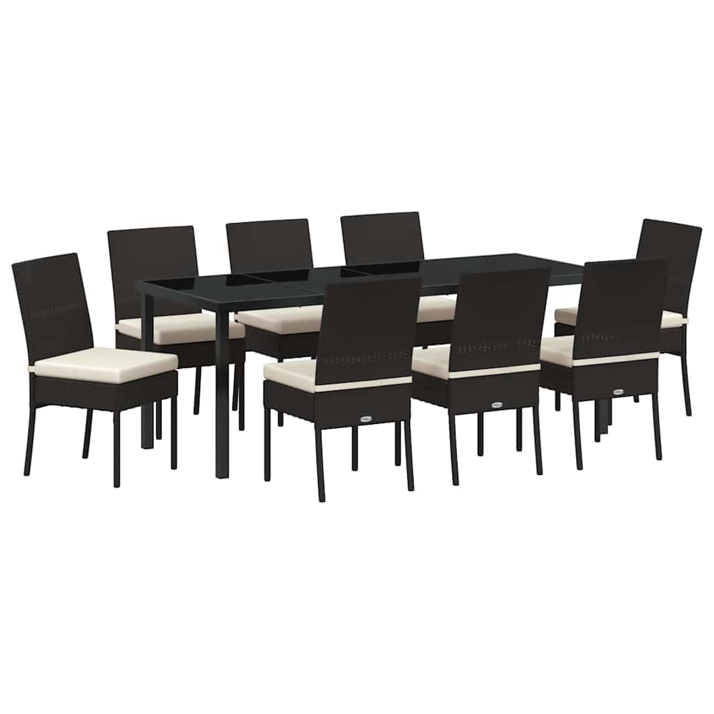vidaXL Garden Dining Set 9 pcs Cream Powder-Coated Steel