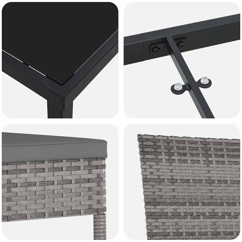 vidaXL Garden Dining Set 3 pcs Grey Powder-Coated Steel
