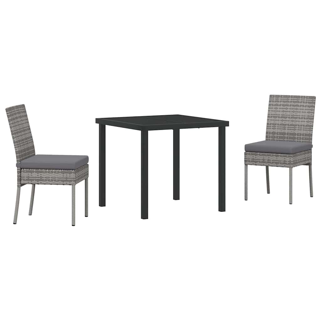 vidaXL Garden Dining Set 3 pcs Grey Powder-Coated Steel