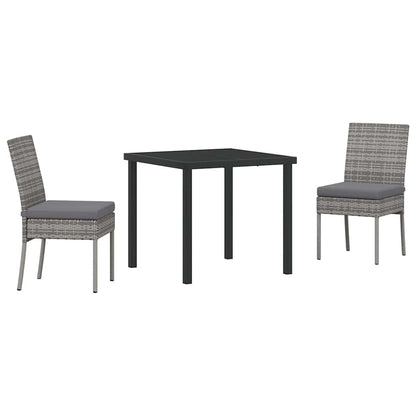 vidaXL Garden Dining Set 3 pcs Grey Powder-Coated Steel