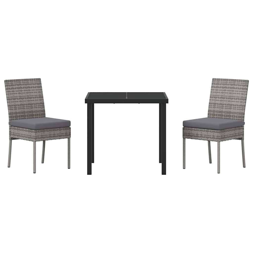 vidaXL Garden Dining Set 3 pcs Grey Powder-Coated Steel