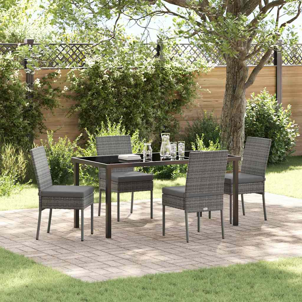 vidaXL Garden Dining Set 5 pcs Grey Powder-Coated Steel