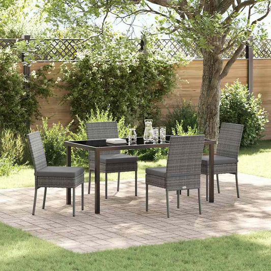 vidaXL Garden Dining Set 5 pcs Grey Powder-Coated Steel