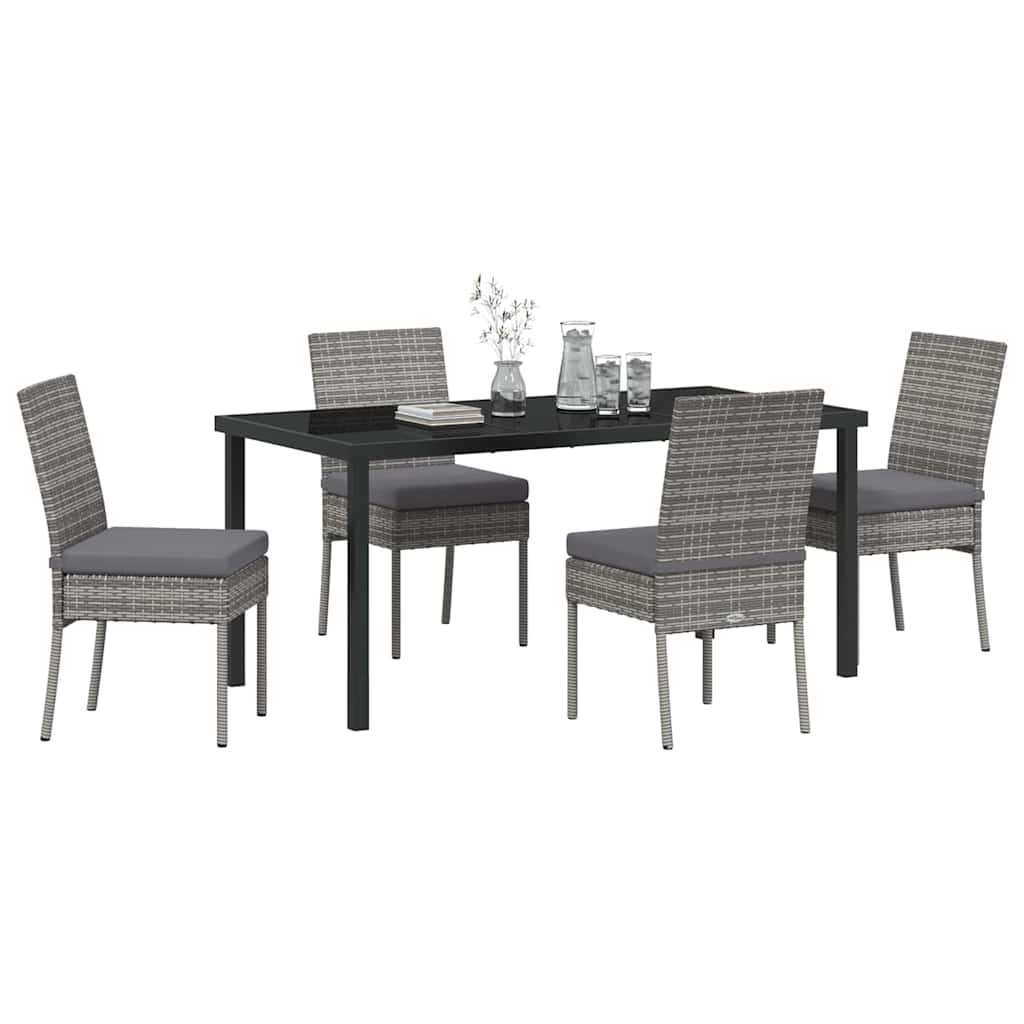 vidaXL Garden Dining Set 5 pcs Grey Powder-Coated Steel