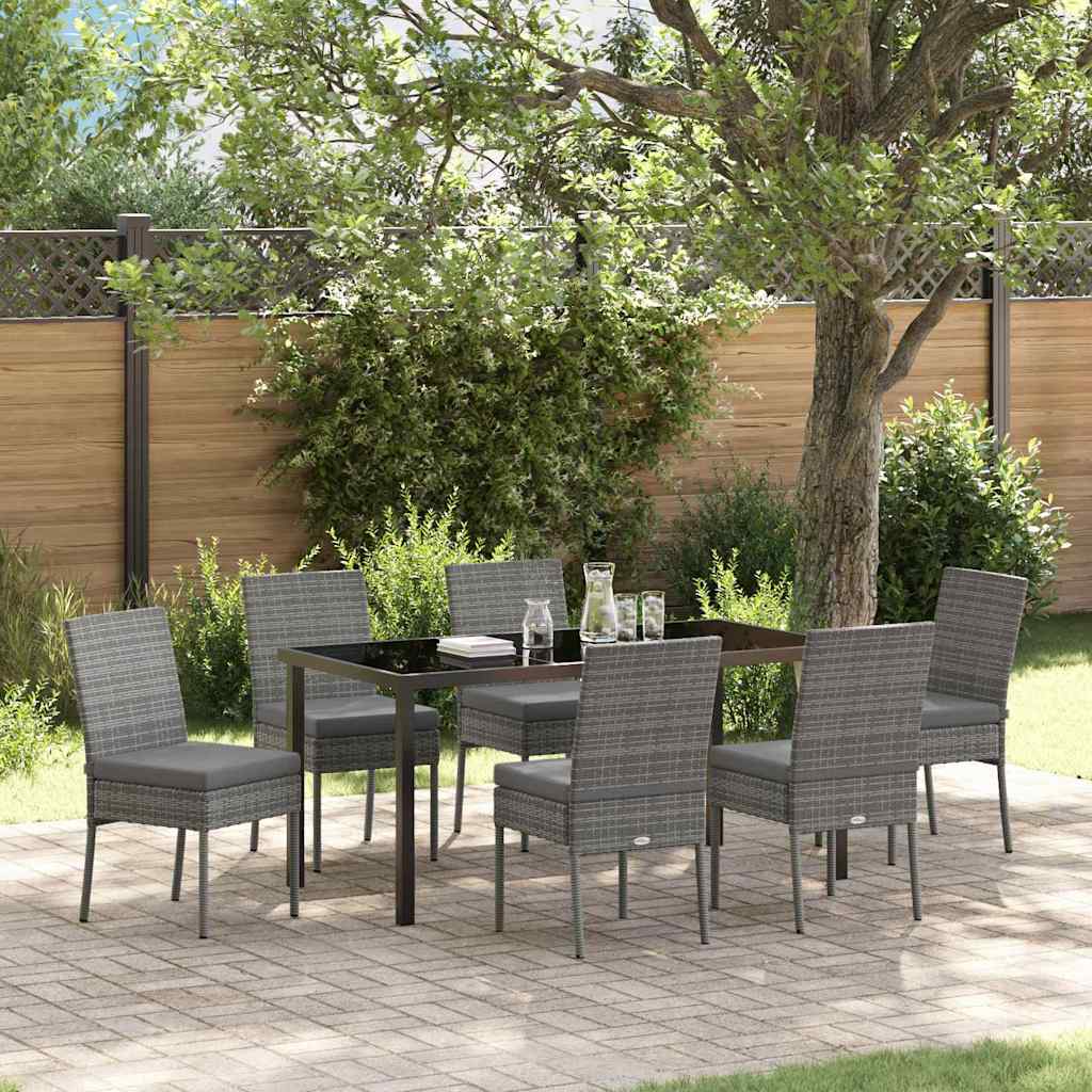 vidaXL Garden Dining Set 7 pcs Grey Powder-Coated Steel