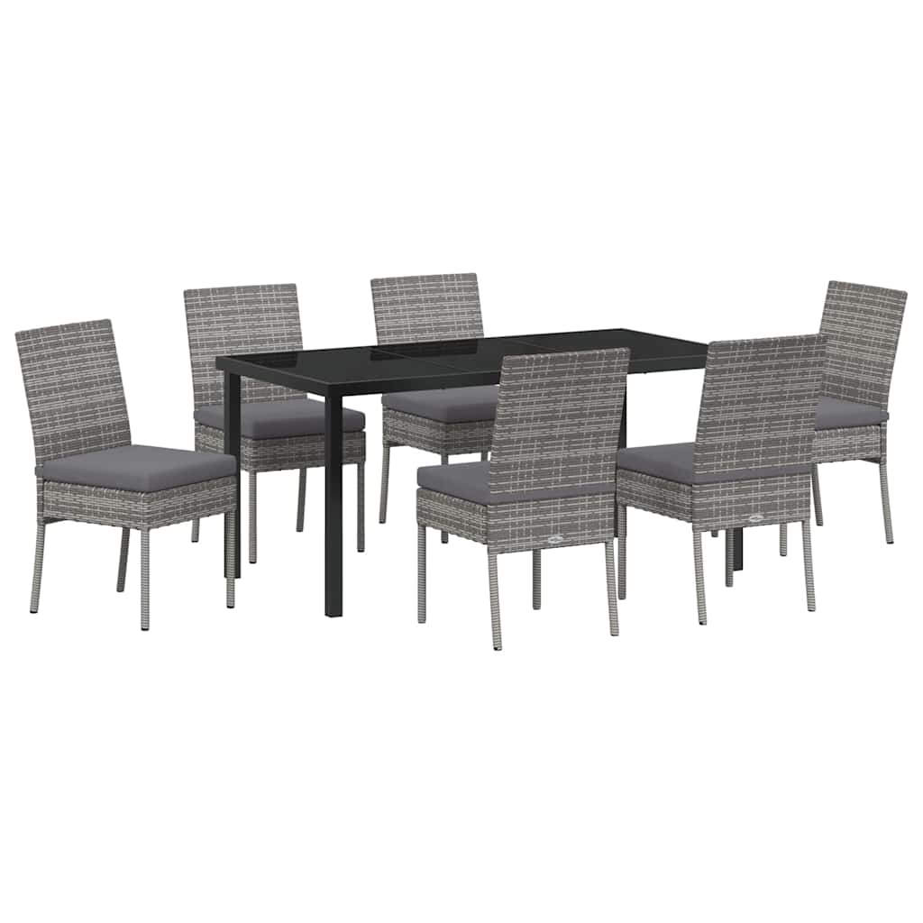 vidaXL Garden Dining Set 7 pcs Grey Powder-Coated Steel