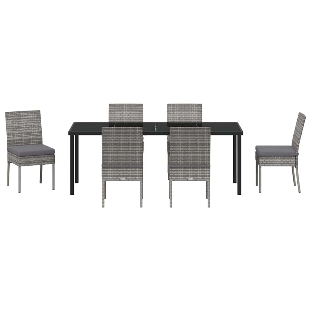 vidaXL Garden Dining Set 7 pcs Grey Powder-Coated Steel
