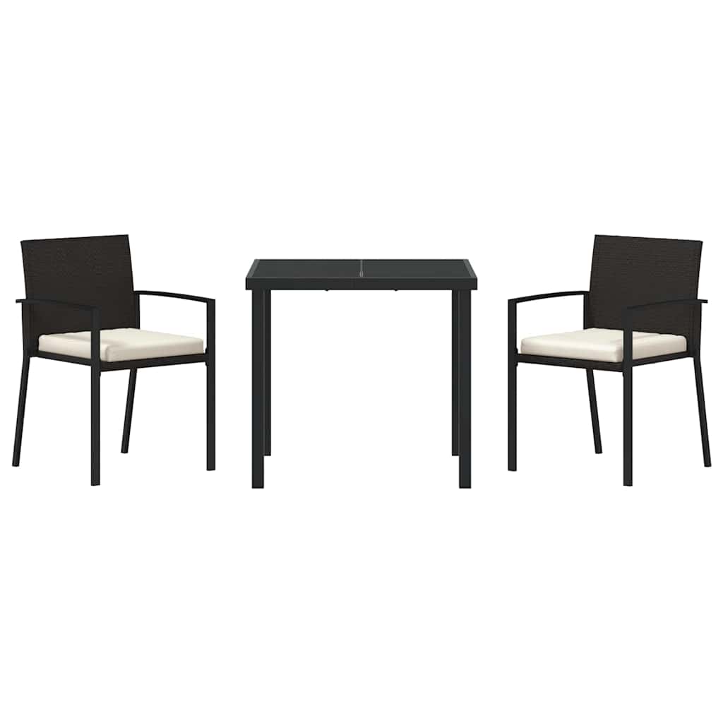 vidaXL Garden Dining Set 3 pcs Black Powder-Coated Steel