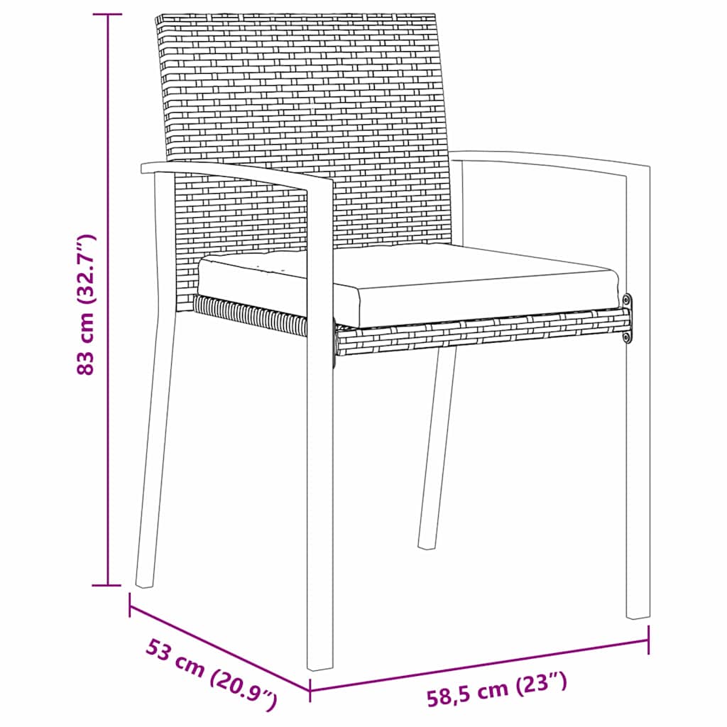 vidaXL Garden Dining Set 3 pcs Black Powder-Coated Steel