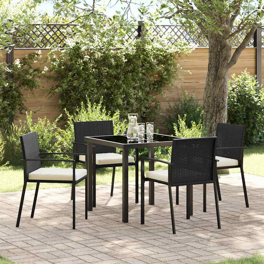 vidaXL Garden Dining Set 5 pcs Black Powder-Coated Steel