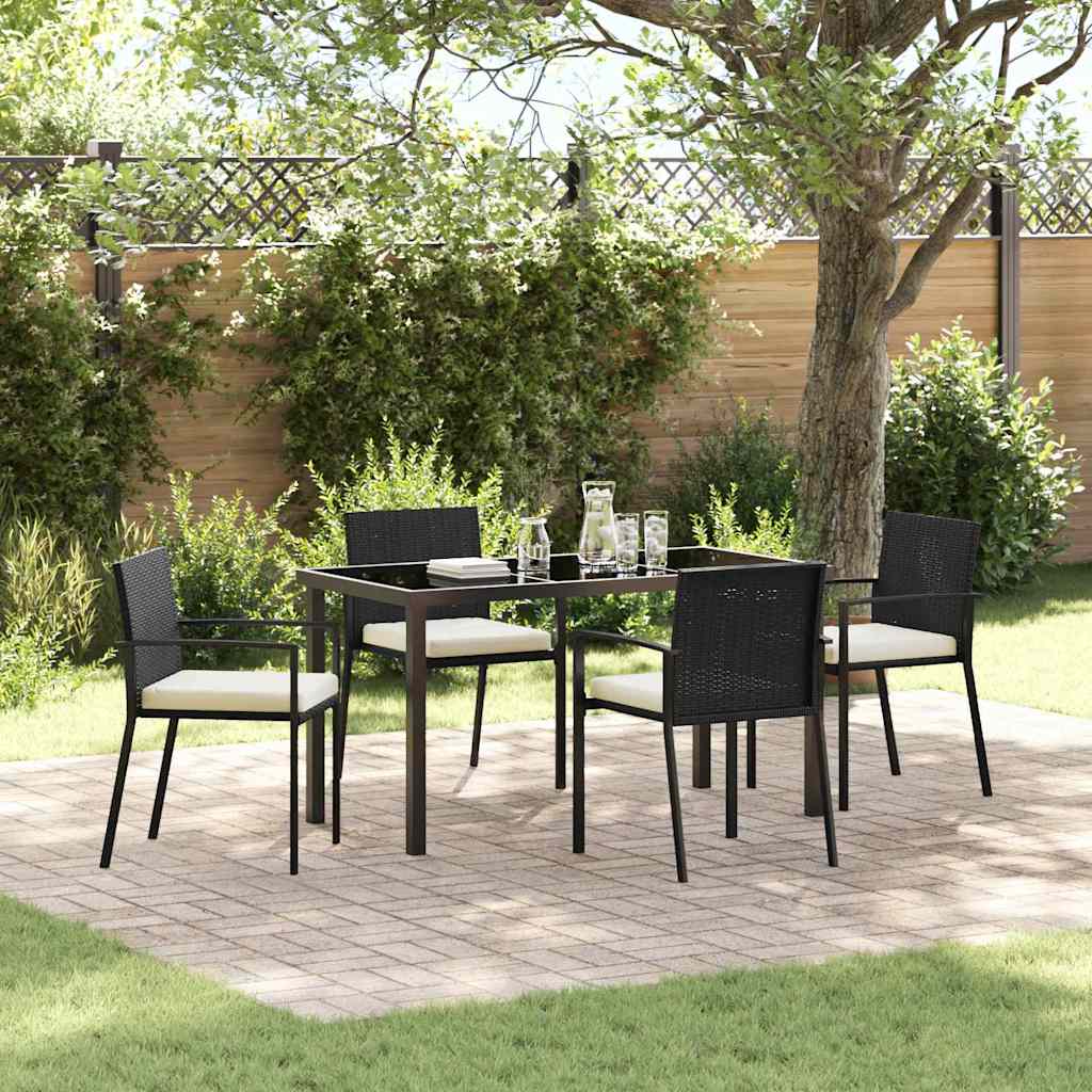 vidaXL Garden Dining Set 5 pcs Black Powder-Coated Steel