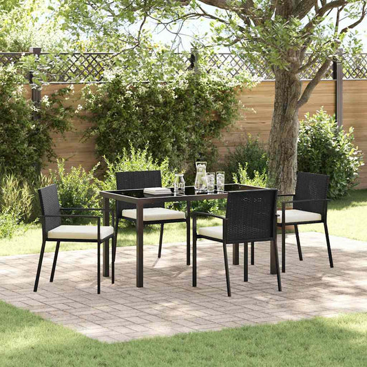 vidaXL Garden Dining Set 5 pcs Black Powder-Coated Steel