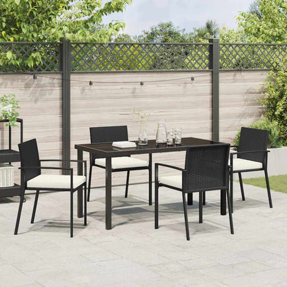 vidaXL Garden Dining Set 5 pcs Black Powder-Coated Steel
