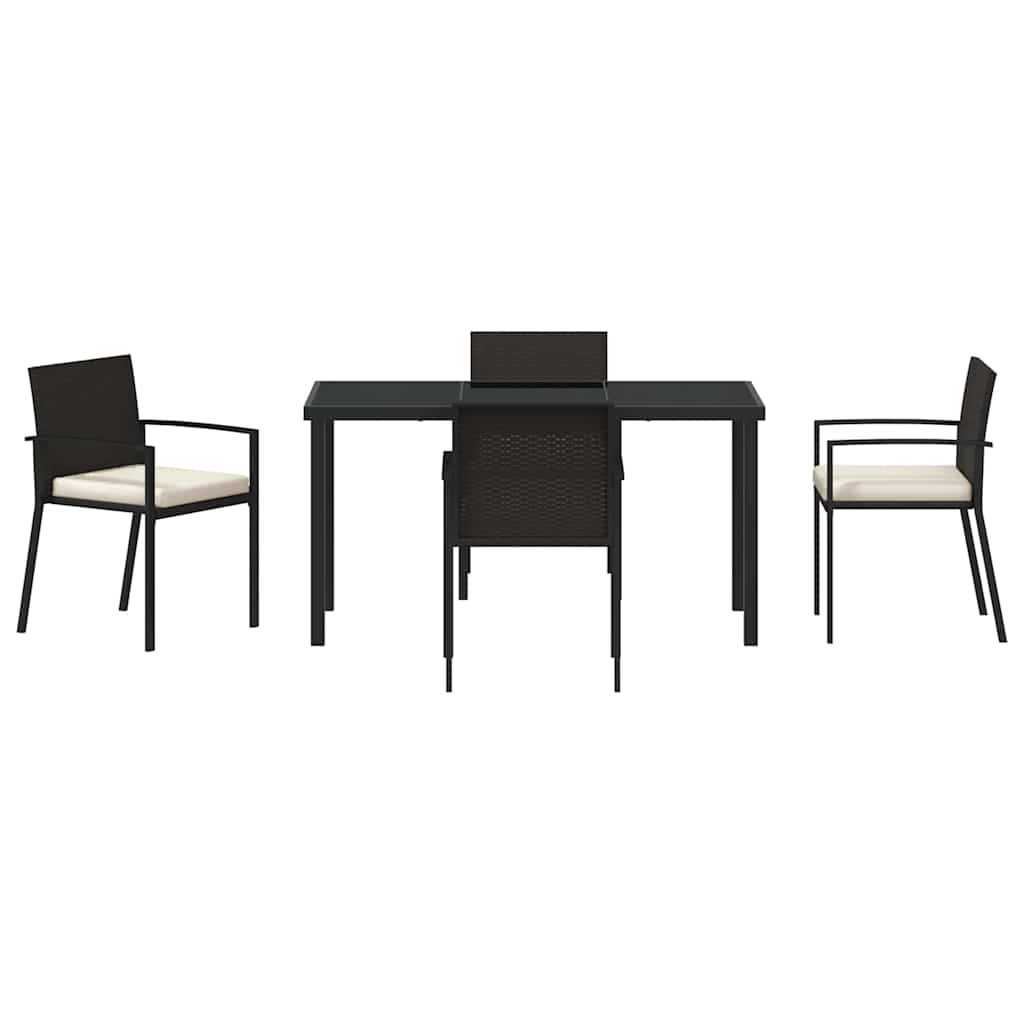 vidaXL Garden Dining Set 5 pcs Black Powder-Coated Steel