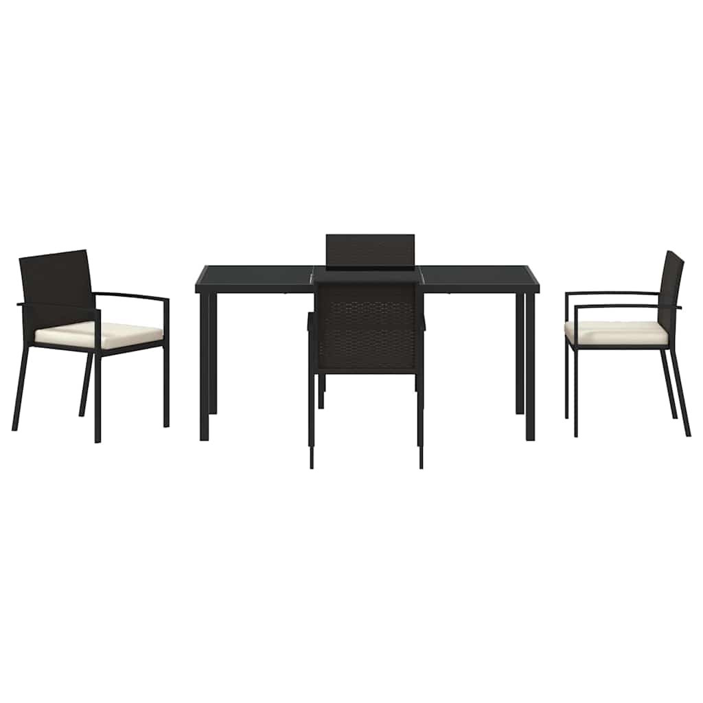 vidaXL Garden Dining Set 5 pcs Black Powder-Coated Steel