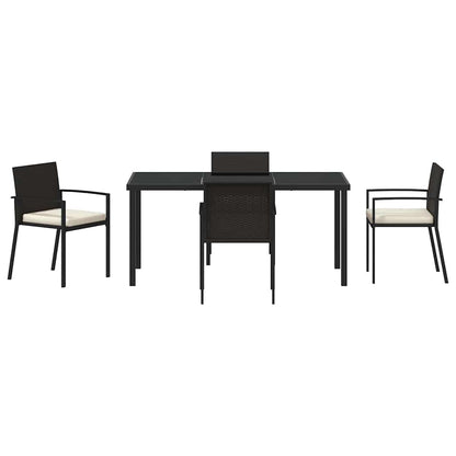 vidaXL Garden Dining Set 5 pcs Black Powder-Coated Steel