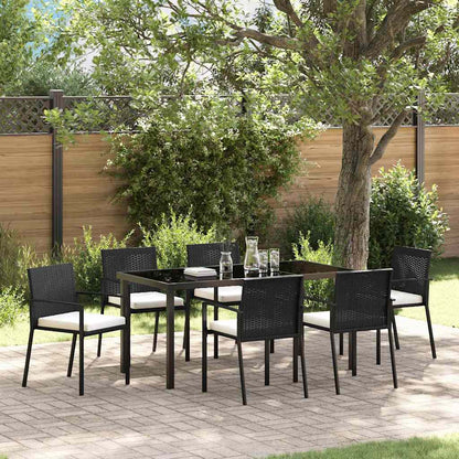 vidaXL Garden Dining Set 7 pcs Black Powder-Coated Steel