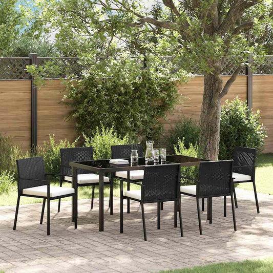 vidaXL Garden Dining Set 7 pcs Black Powder-Coated Steel