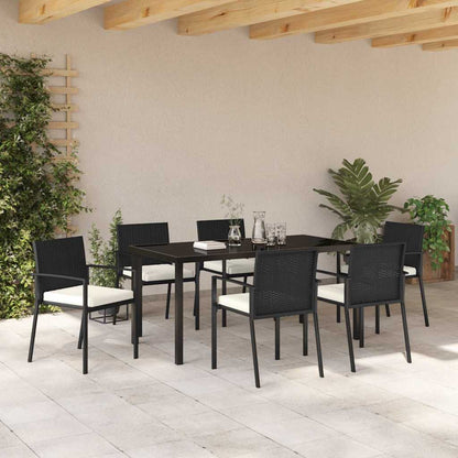 vidaXL Garden Dining Set 7 pcs Black Powder-Coated Steel