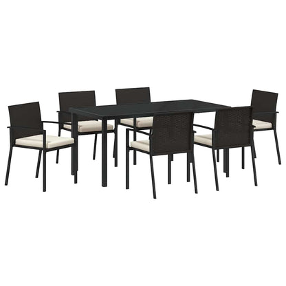 vidaXL Garden Dining Set 7 pcs Black Powder-Coated Steel
