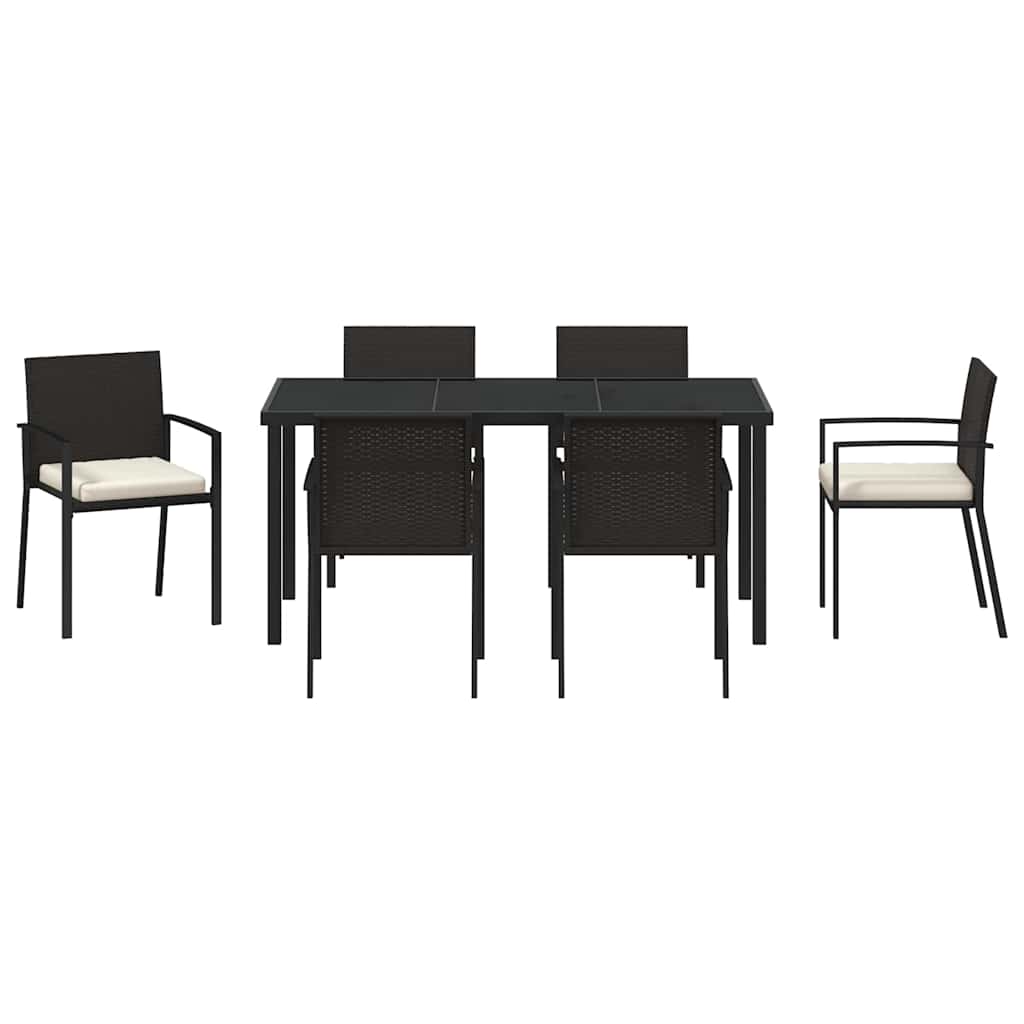 vidaXL Garden Dining Set 7 pcs Black Powder-Coated Steel