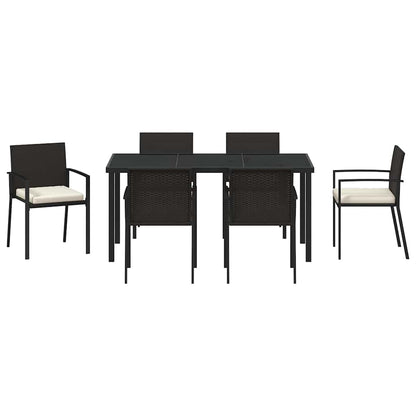 vidaXL Garden Dining Set 7 pcs Black Powder-Coated Steel