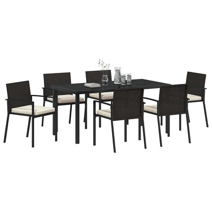 vidaXL Garden Dining Set 7 pcs Black Powder-Coated Steel