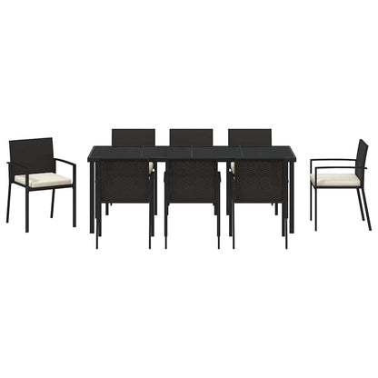 vidaXL Garden Dining Set 9 pcs Black Powder-Coated Steel