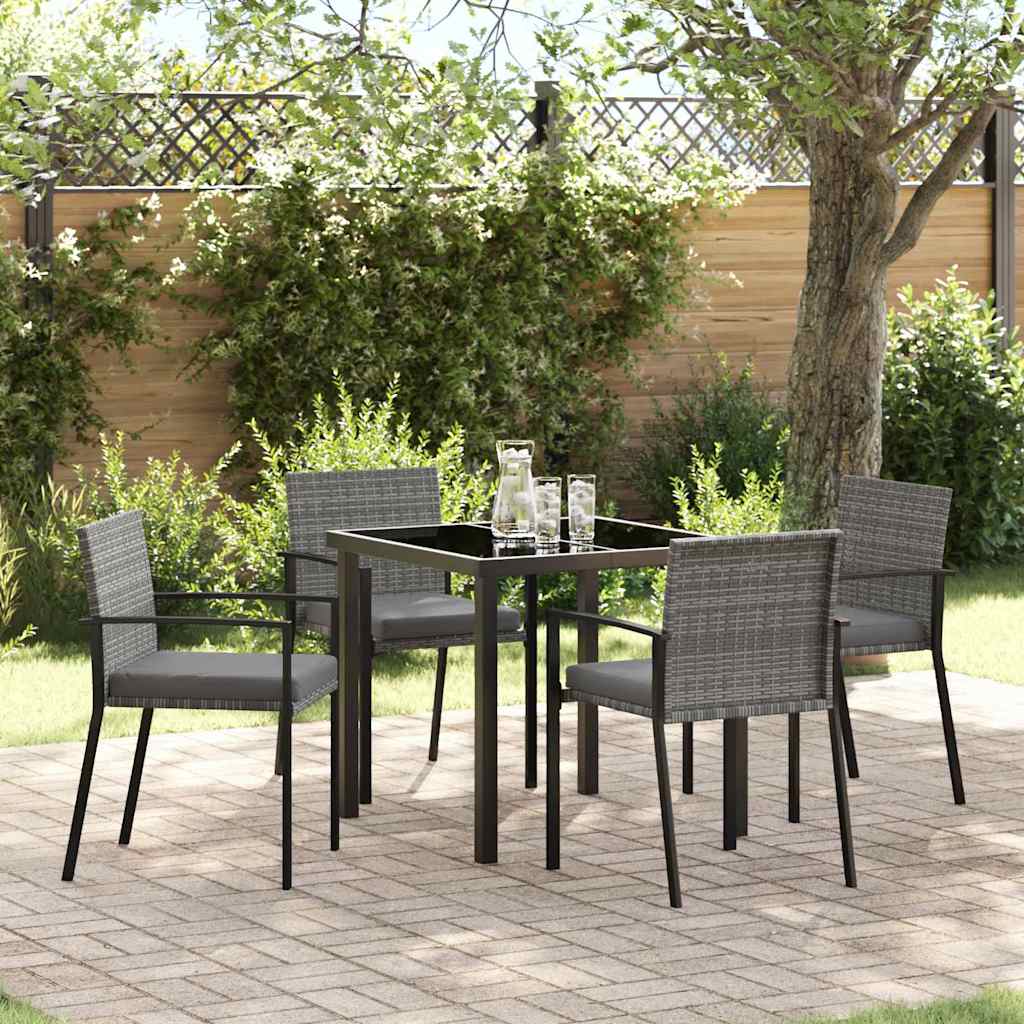 vidaXL Garden Dining Set 5 pcs Grey Powder-Coated Steel