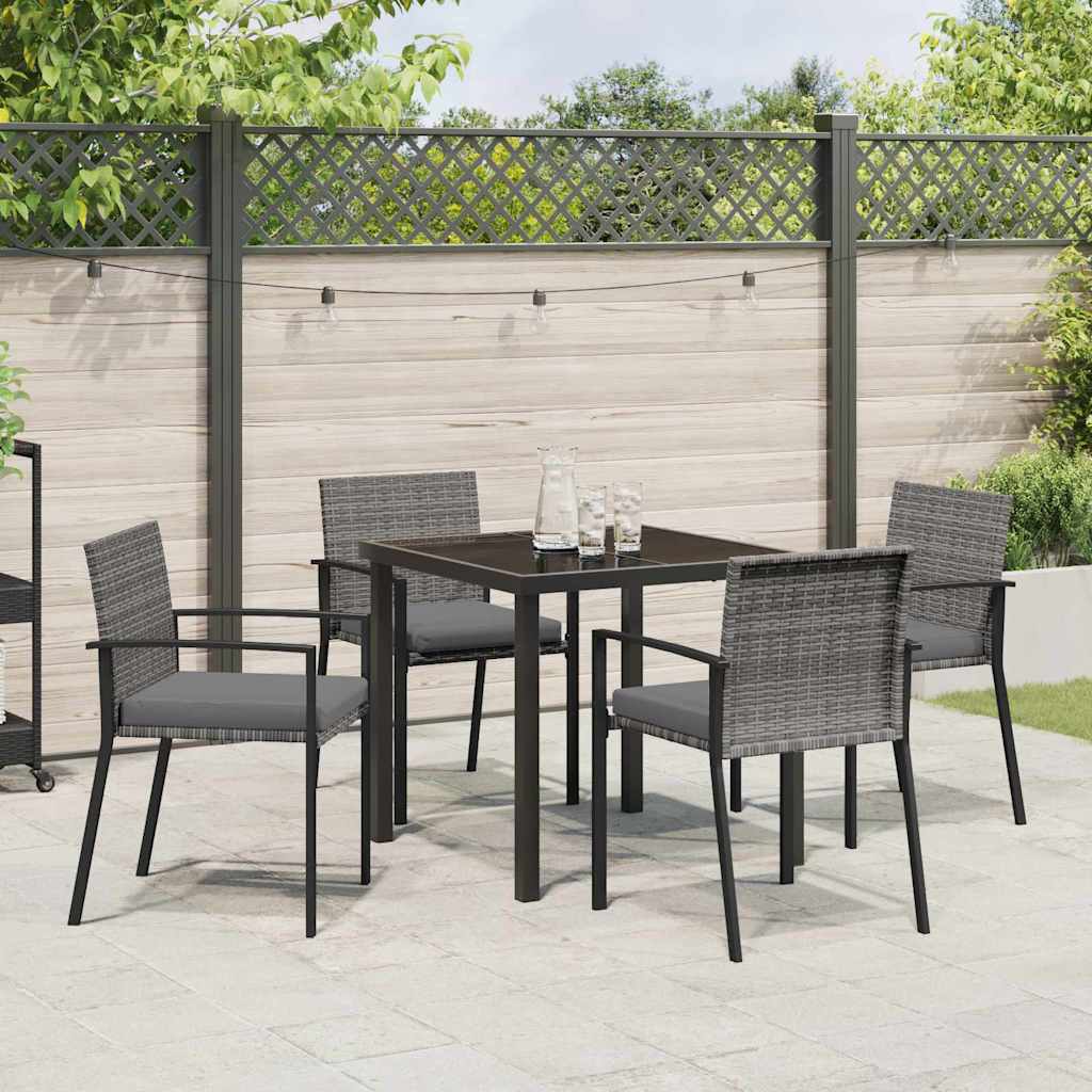vidaXL Garden Dining Set 5 pcs Grey Powder-Coated Steel