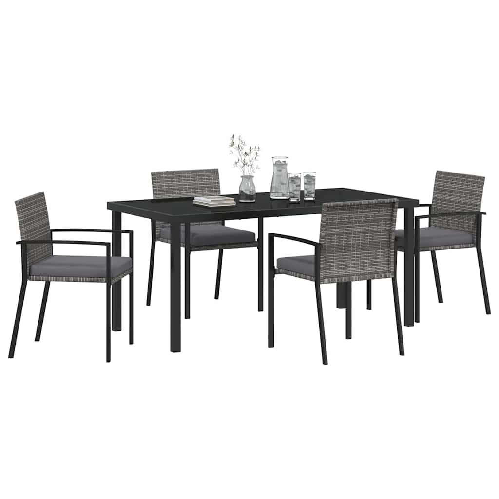 vidaXL Garden Dining Set 5 pcs Grey Powder-Coated Steel